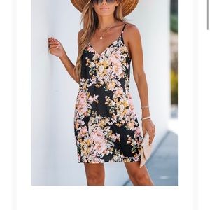 Floral Print V-Neck Cami Dress Small